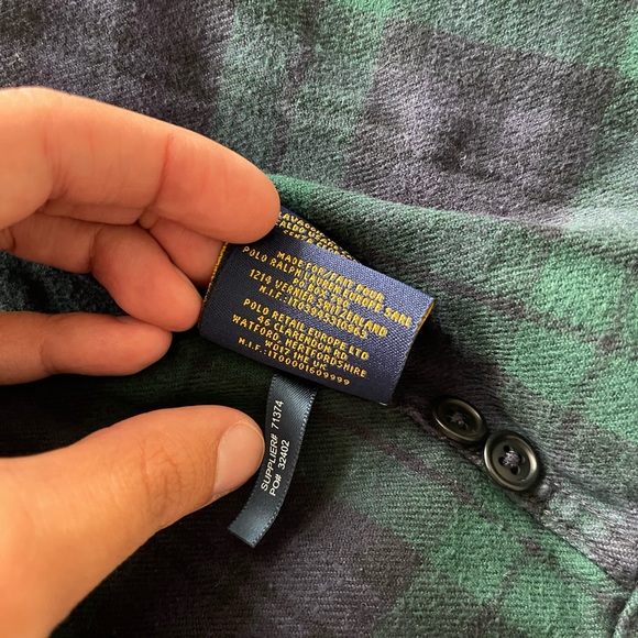 Ralph Lauren Rugby navy/green long sleeve button down flannel shirt, Size XS - Picture 2 of 5